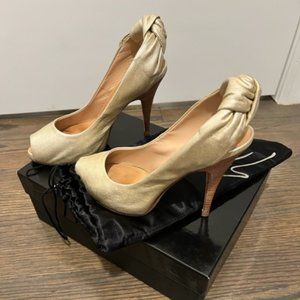 Giuseppe Zanotti Leather Cutout Accent Slingback Pumps